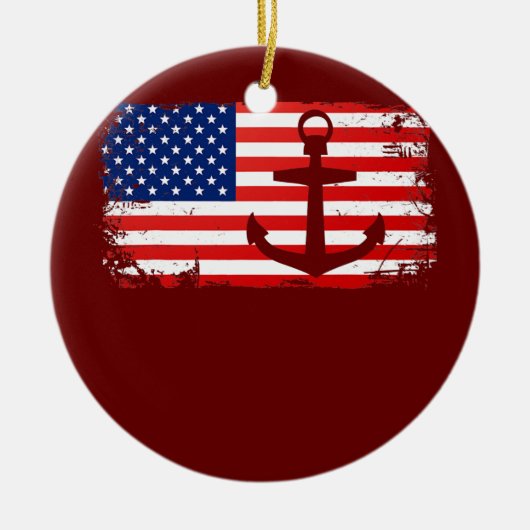 Décoration En Céramique Boating Anchor USA American Flag Boat Lover (Devant)