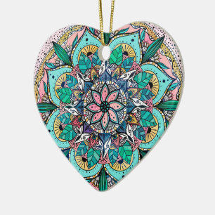 Décoration En Céramique Bohème coloré aquarelle Floral Mandala