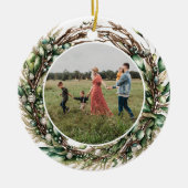 Décoration En Céramique Boho Chic Wreath Floral Photo de Noël (Devant)