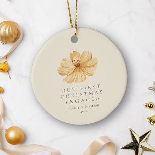 Décoration En Céramique Boho Floral Personnalisé pour le Premier Noël des