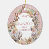 Décoration En Céramique Boho Tropical Safari Jungle Animaux Fille Rose (Gauche)