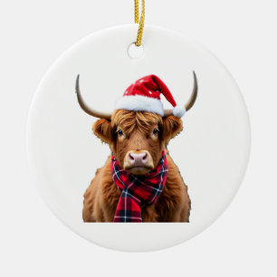 Décoration En Céramique Boho Xmas Noël T-Shirt Vache des Highlands (2)
