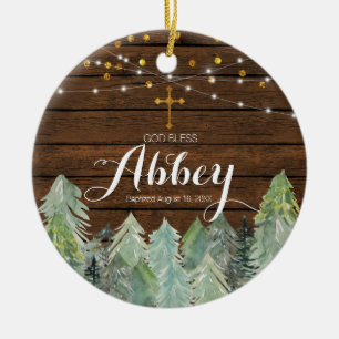 Décoration En Céramique Bois rustique Baptême Ornament Dieu Ornament