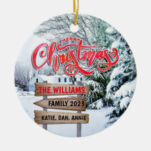 Décoration En Céramique Bois rustiques Neige d'hiver Bois