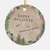 Décoration En Céramique Bois Slice Happy Holidays Photo (Devant)