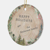 Décoration En Céramique Bois Slice Happy Holidays Photo (Gauche)