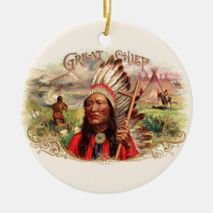 Décoration En Céramique Boîte à cigares en chef de l'Inde vintage