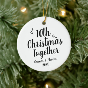 Décoration En Céramique Bold Script 10th Christmas Together Personalized