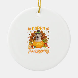 Décoration En Céramique Bon thanksgiving Labrador Chien Turquie Citrouille