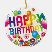 Décoration En Céramique Bonbons et ballons d'anniversaire heureux (Devant)