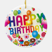 Décoration En Céramique Bonbons et ballons d'anniversaire heureux (Dos)