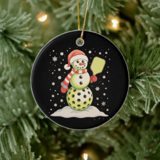 Décoration En Céramique Bonhomme de neige de pickleball Chapeau de Père No