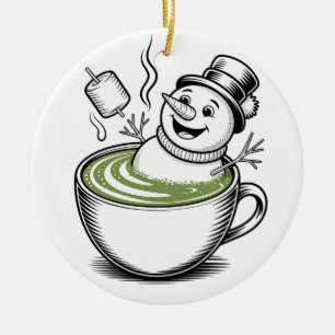 Décoration En Céramique Bonhomme de neige prenant un bain à la Macha Noël