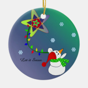 Décoration En Céramique Bonhomme de neige volant dans le ciel