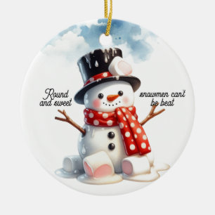 Décoration En Céramique Bonhommes de neige ronds et doux