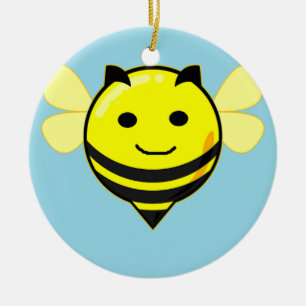 Décoration En Céramique Bonne abeille sur bleu