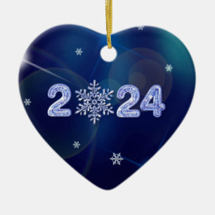 Décoration En Céramique Bonne année 2023. Numéros de glace et flocon de ne