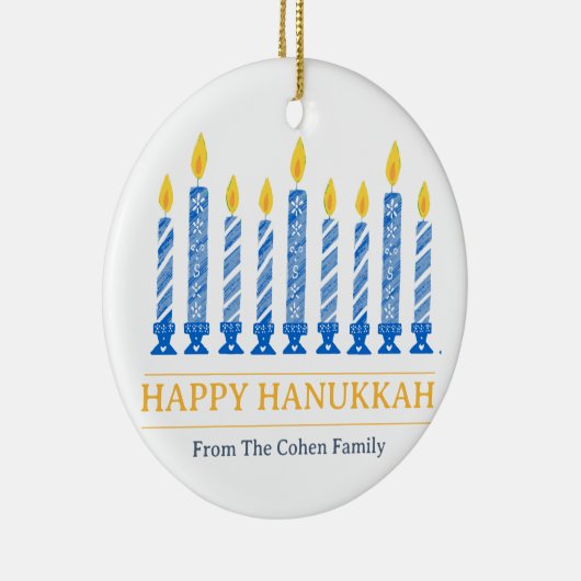 Décoration En Céramique Bonne Hanoukka | Salutation aux chandelles simple (Droite)