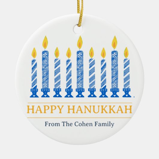 Décoration En Céramique Bonne Hanoukka | Salutation aux chandelles simple (Devant)