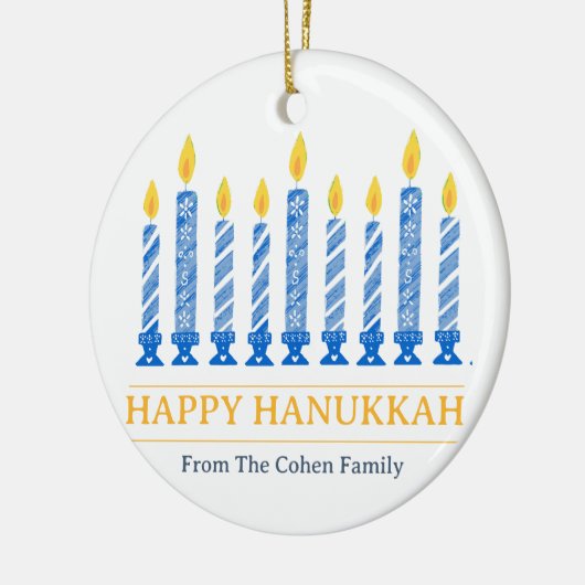 Décoration En Céramique Bonne Hanoukka | Salutation aux chandelles simple (Gauche)
