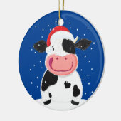 Décoration En Céramique Bonne Vache Holstein Dans La Neige De Noël (Gauche)