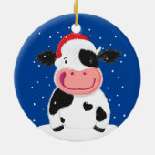 Décoration En Céramique Bonne Vache Holstein Dans La Neige De Noël (Dos)