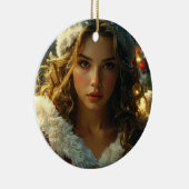 Décoration En Céramique BONNES FÊTES avec Mme Père Noël (Droite)