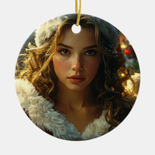 Décoration En Céramique BONNES FÊTES avec Mme Père Noël (Devant)