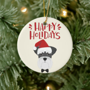 Décoration En Céramique Bonnes fêtes - Noël mignon de Schnauzer
