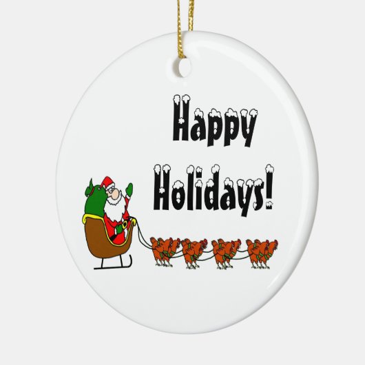 Décoration En Céramique Bonnes fêtes Père Noël et poulets (Gauche)