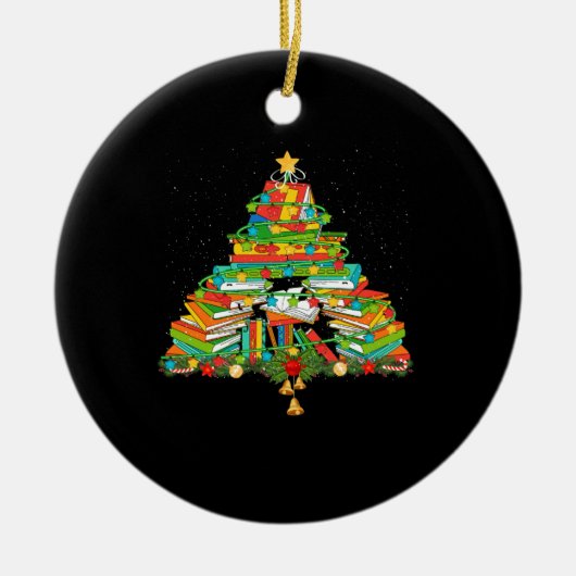Décoration En Céramique Book Lover Christmas Tree Bookworm Librarian (Devant)