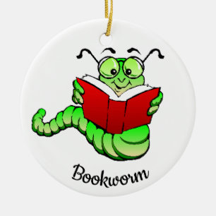 Décoration En Céramique Bookworm Book Lover Reader Design Ornament