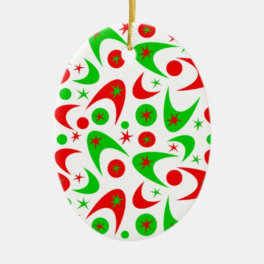 Décoration En Céramique Boomerangs rétro de Noël (Devant)