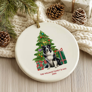 Décoration En Céramique Border Collie Chien Noël Personnalisé