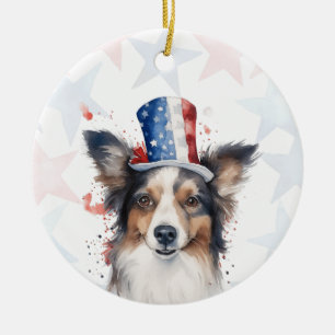Décoration En Céramique Border Collie personnalisé pour le 4 juillet