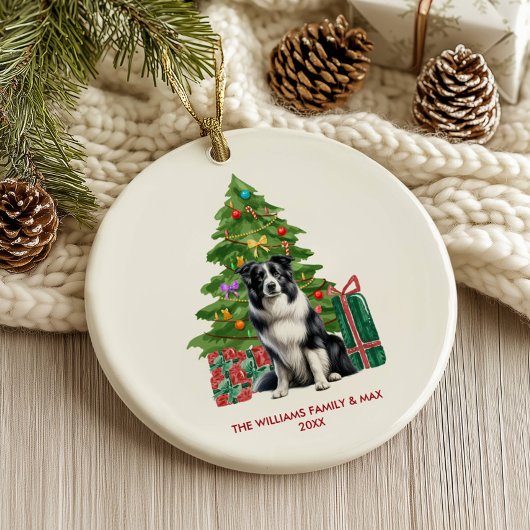 Décoration En Céramique Bordure Collie Chien Noël personnalisé