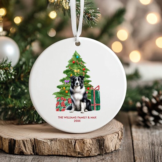 Décoration En Céramique Bordure Collie Chien Noël personnalisé