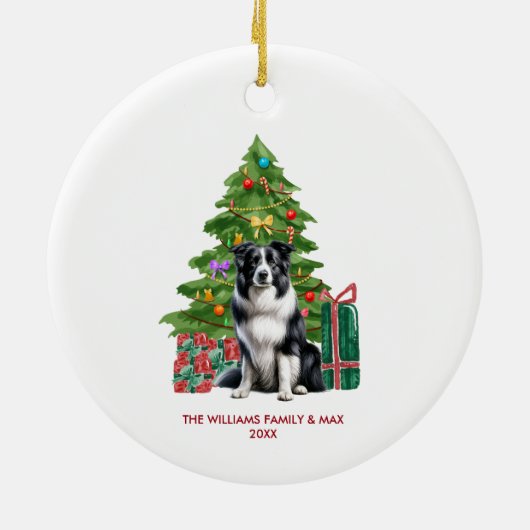 Décoration En Céramique Bordure Collie Chien Noël personnalisé (Dos)
