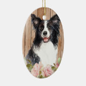 Décoration En Céramique Bordure d'aquarelle Collie & Fleurs (Droite)