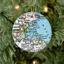 Boston, Massachusetts Ornament Carte Vintage