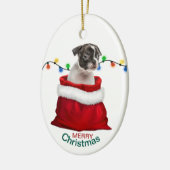 Décoration En Céramique Boston Terrier chiot dans un sac cadeau (Gauche)