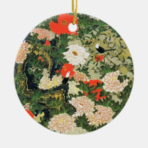 Décoration En Céramique Botan Shoukinzu Motif de fleurs florales colorées