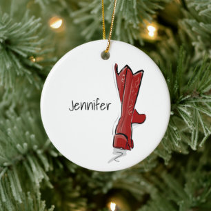Décoration En Céramique Bottes de cowboy rouges personnalisées Cadeau de v
