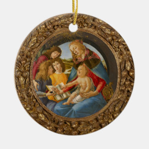 Décoration En Céramique Botticelli Madonna Magnificat Enfant 3 anges Livre