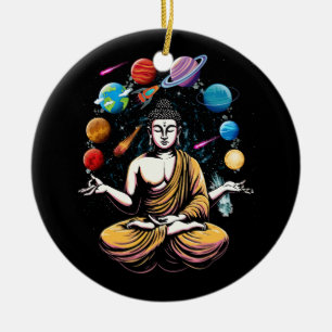 Décoration En Céramique Bouddha Jongler Planètes spatiales Zen Yoga Médita