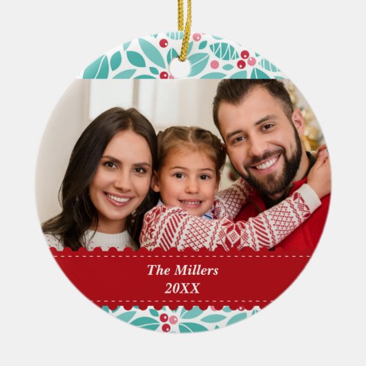 Décoration En Céramique Bouges de ruban rouge creux photo personnalisée (Devant)