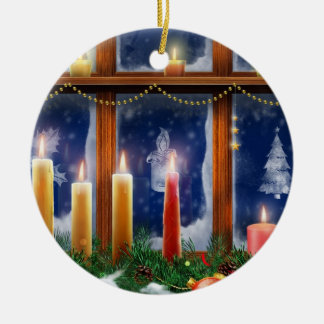 Décoration En Céramique Bougie dans l'ornement de Noël de fenêtre