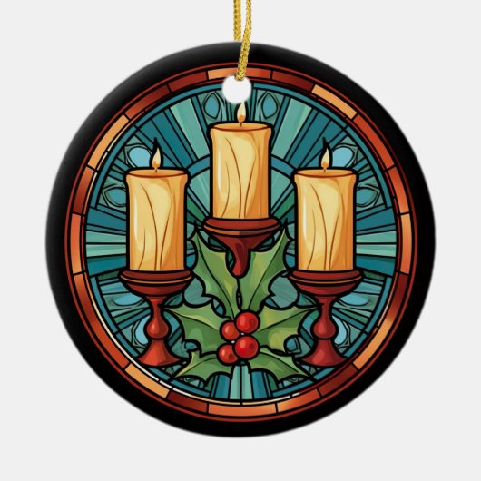Décoration En Céramique Bougies de Noël en verre tendu (Devant)