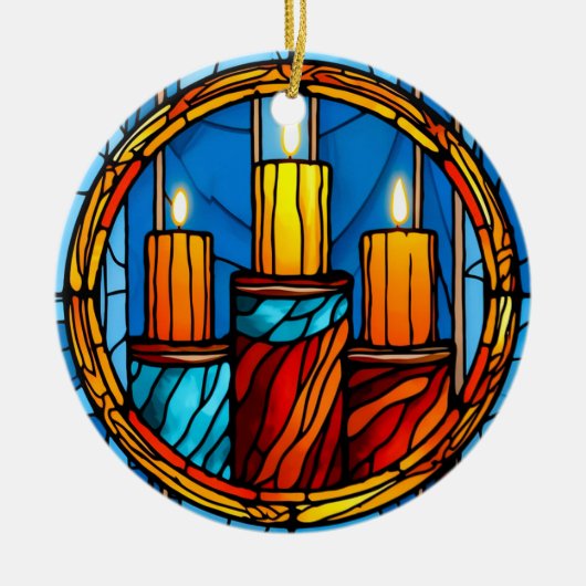 Décoration En Céramique Bougies de Noël style vitrail (Devant)