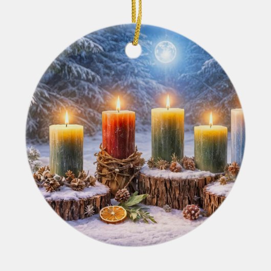 Décoration En Céramique Bougies de solstice de Yule Lune (Devant)